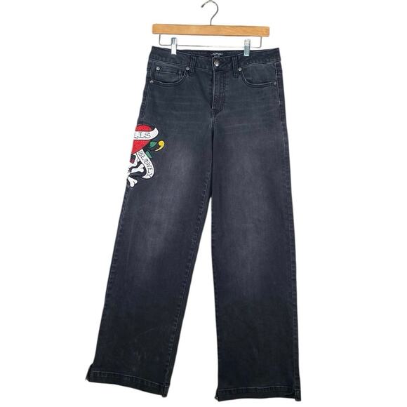 Ed Hardy Jeans Size 28 | Black Denim Skull Tattoo Graphic Y2K 90s Style - Picture 2 of 14